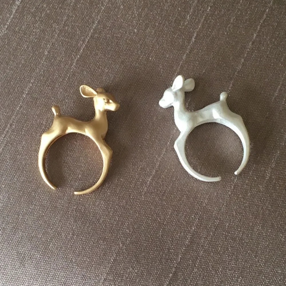 Matte Gold or Silver Bambi Deer Ring Sz 5